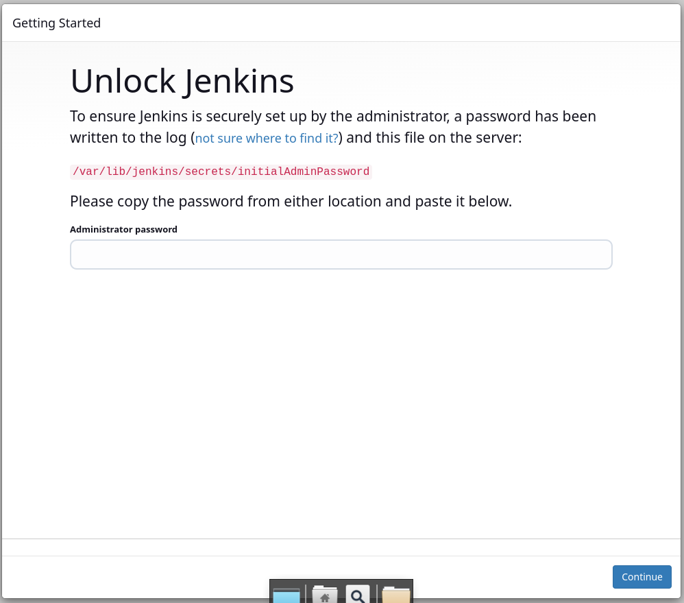 Jenkins web interface - admin password