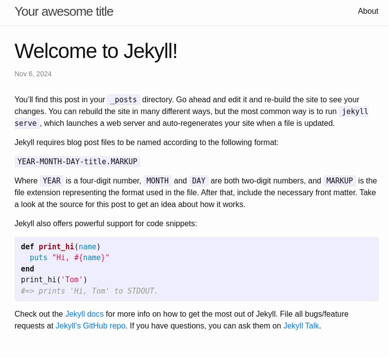 Jekyll blog standard theme