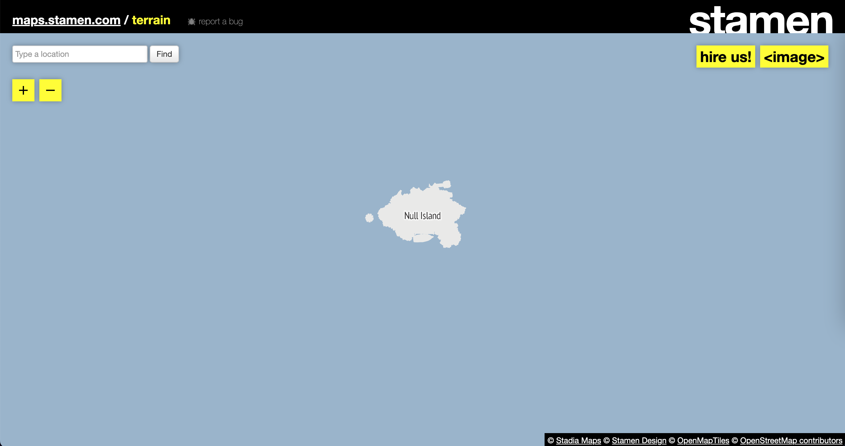 Null Island from maps.stamen.com